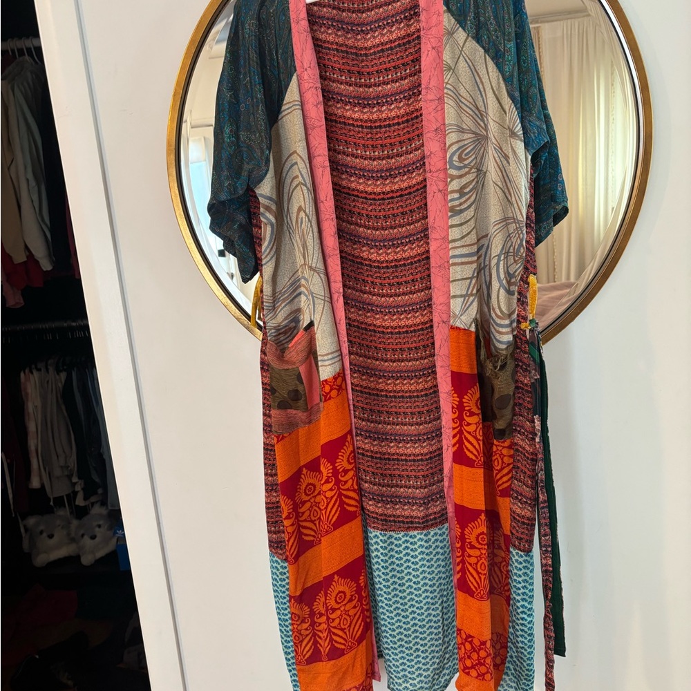 Colorful Open Front Kimono Cardigan - Picture 2 of 5